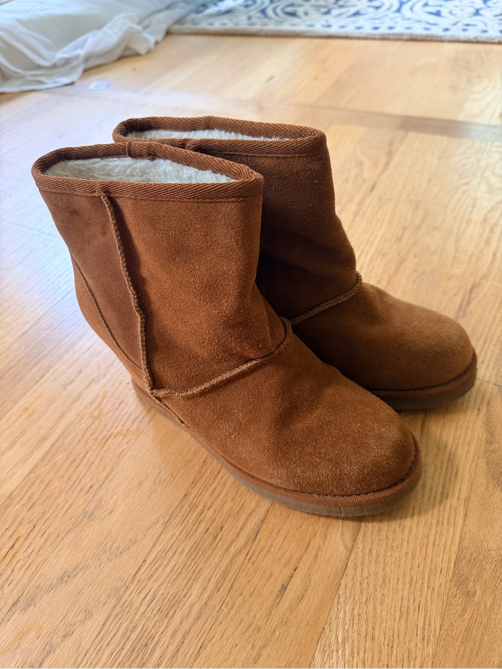 Ladies Size 8M "Nine West VAPOROL 1 Chestnut Brown Suede Leather shearling Boots